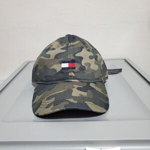 Tommy Hilfiger TH Logo Camo Baseball Trucker Hat Cap Cotton OSFA Strapback NEW